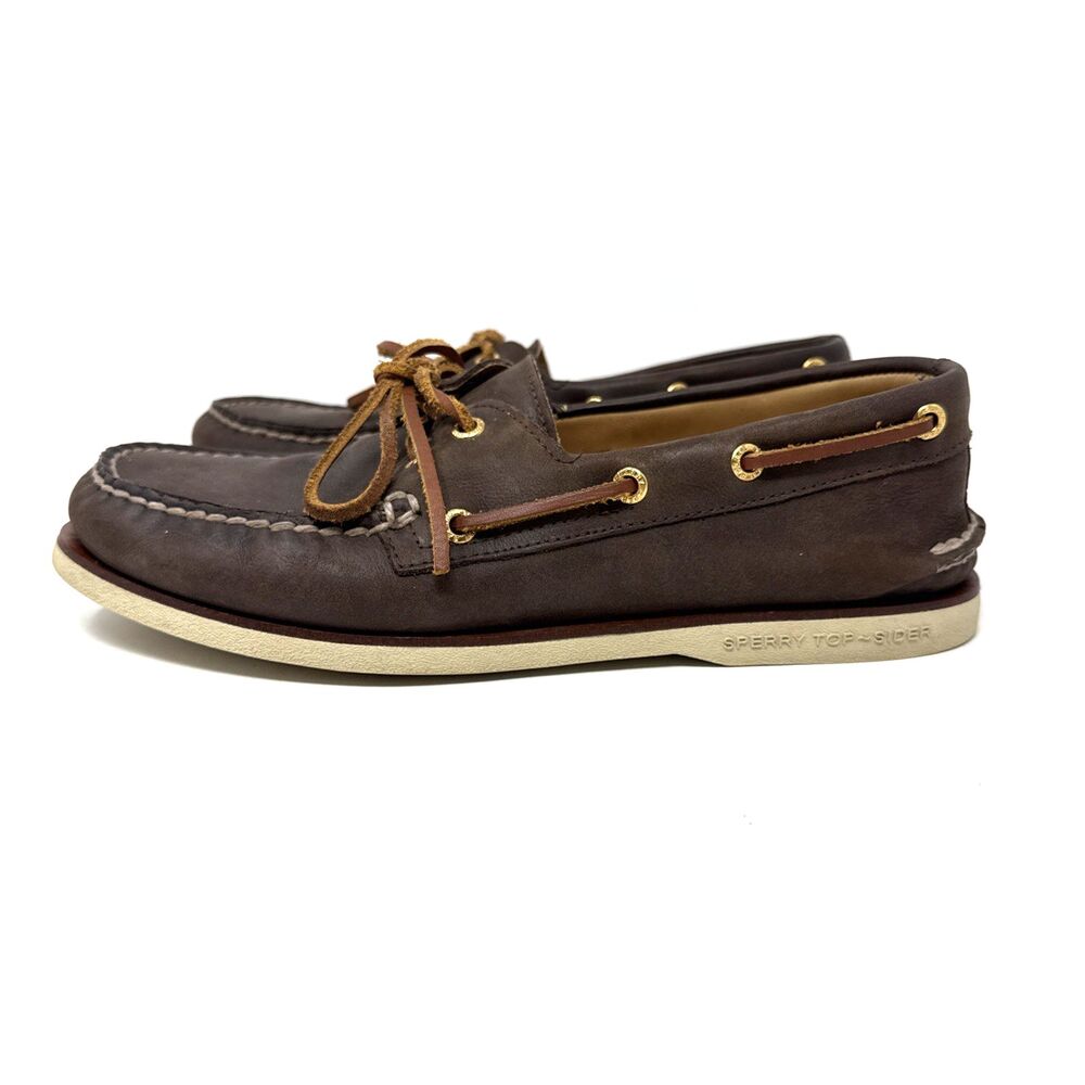 Sperry Gold Cup Leather 2-Eye Boat Shoes Mens 9 Brown Deck Casual Loafers Moc